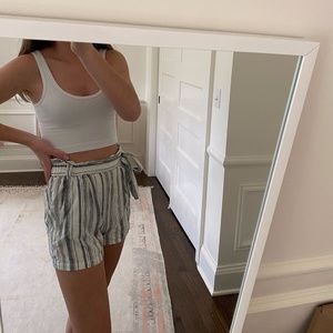 Grey and white striped shorts
